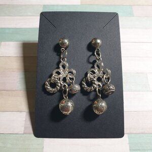 Vintage Silver Tone Bohemian Style Dangle Earrings Charms Stud Backing Women